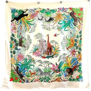 GUCCI Vintage Vittorio Accornero Jungle Safari Scarf 100% Silk 34" Italy